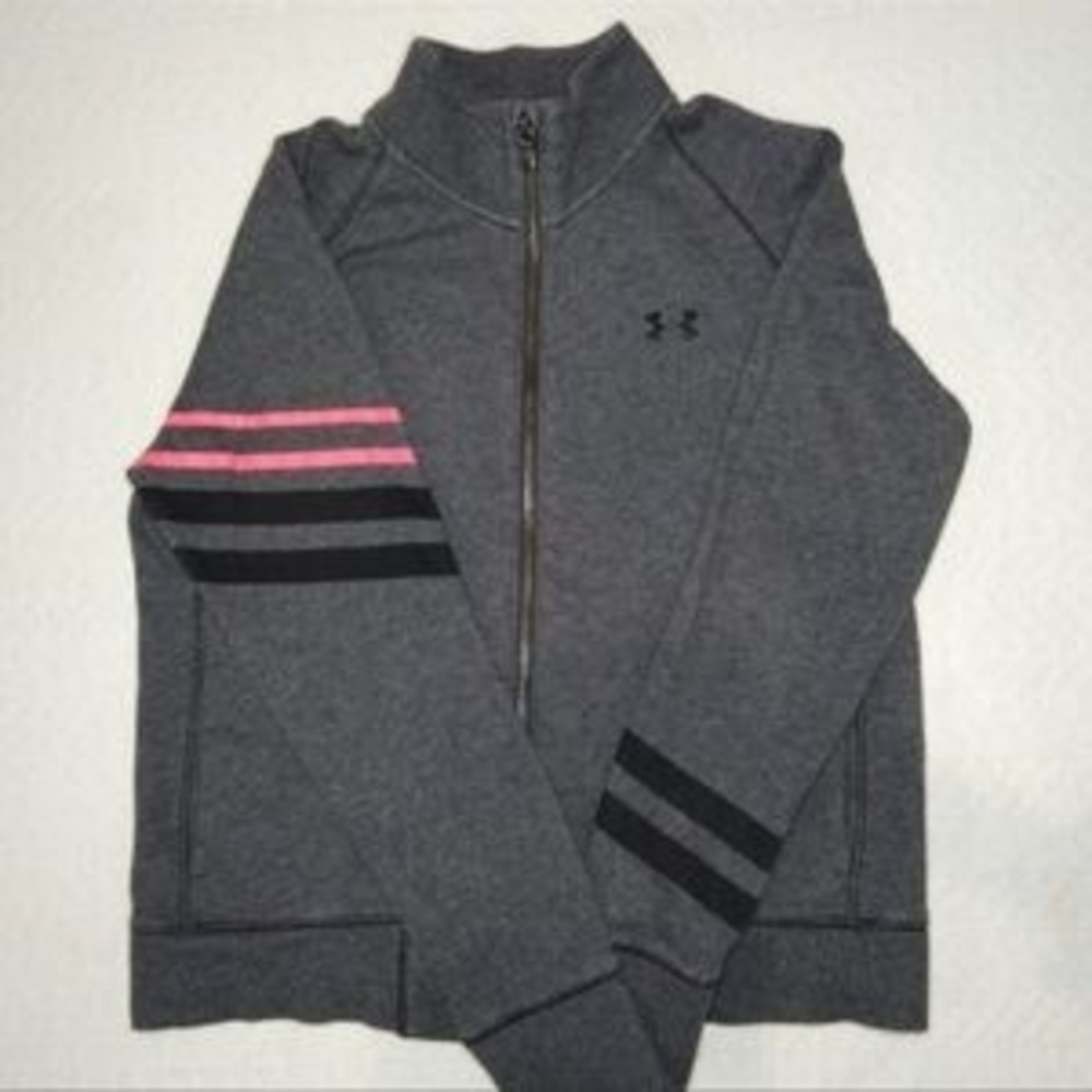 Under Armour Charcoal Jacket with Pink and Black Stripes